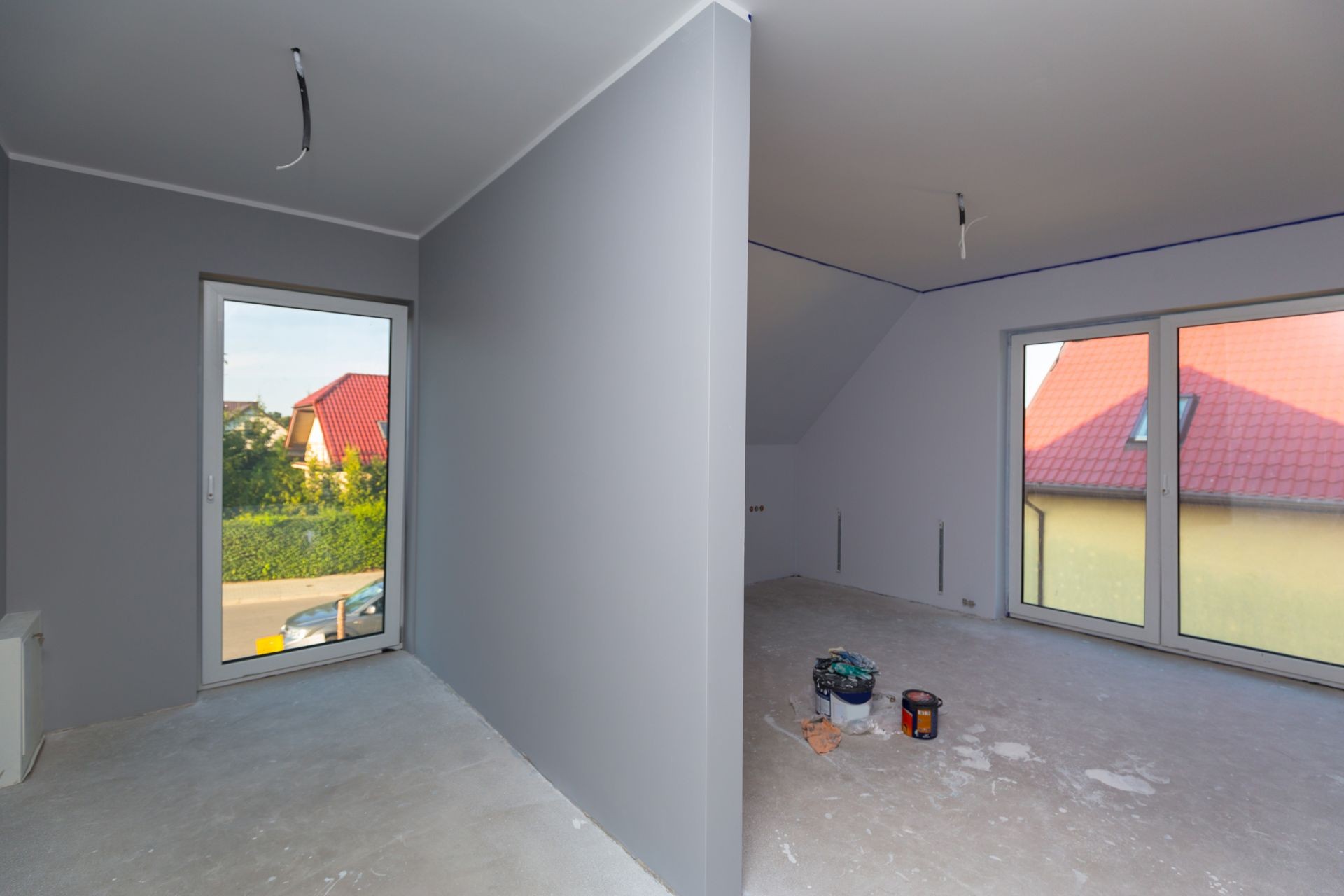 House interior at painting and renovation